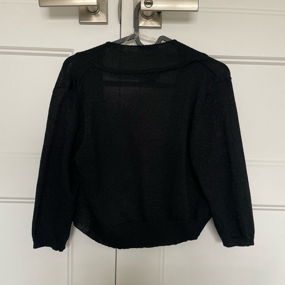 Black Sparkly 3/4 Sleeve Cardigan - Picture 6 of 6